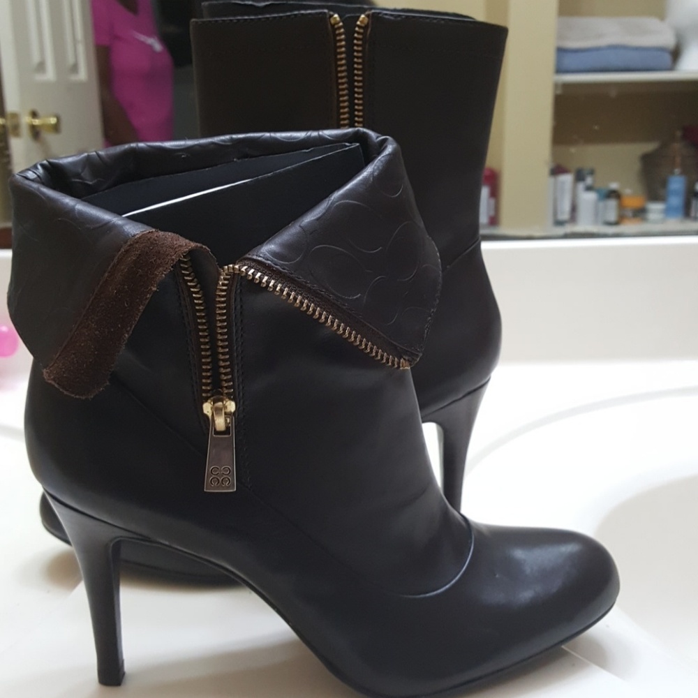 Coach brown leather bootie